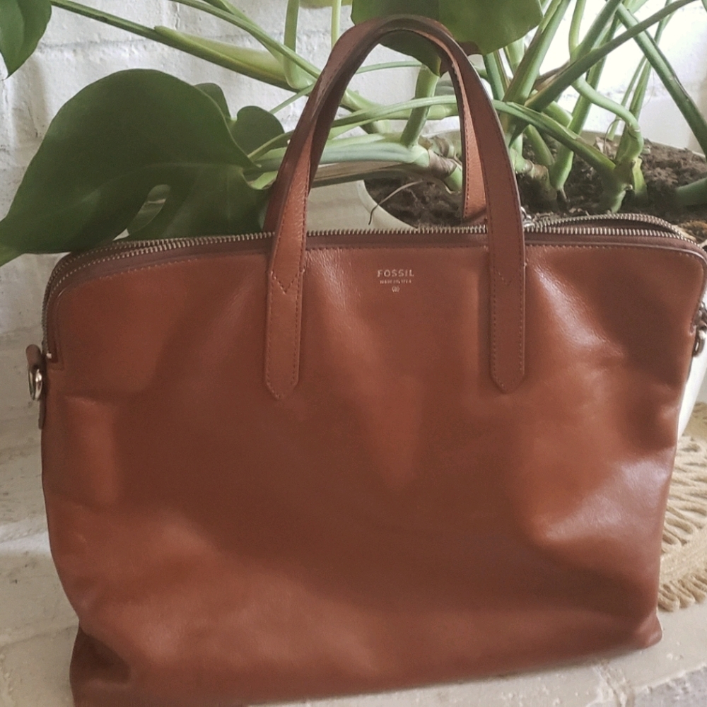 Fossil Double Top Zip Messenger Bag/Brief Purse